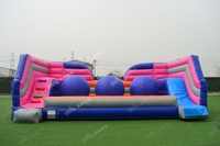 Jeux de sport de saut Machine de wipeout gonflable jeu barres de saut parcours d'obstacles rotatif interactif défi de fusion pour adultes