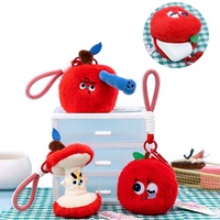 Étui pour écouteurs en forme de pomme, en forme de cœur de pomme, en forme de poupée en chiffon, en forme de pomme créative, en forme de pomme mignonne, en peluche, en fibre de polyester