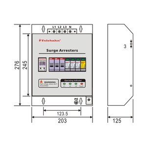 Boîtier de dispositif de protection contre les surtensions 275V 20kA 40kA T2 <span class=keywords><strong>3</strong></span> phases AC SPD pour sous-distribution - Product Image 2