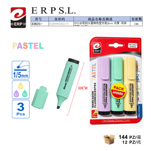 Erpsl Pastel Highlighter <b>Pen</b> 1.5mm 3 Pcs Set For School Office Home Use - Product Image 1