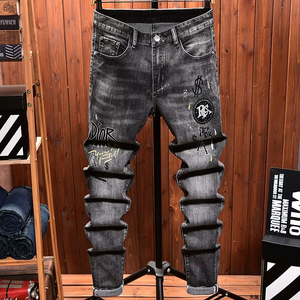 Jeans Góticos de Corte Bootcut Azul Claro para Hombre, Diseño Personalizado, Cintura Alta, Moda Casual, Pantalones Ajustados Transpirables para Verano - Product Image 2