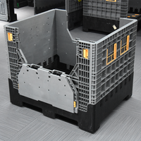 Conteneur de transport et de stockage en maille isolée pour poisson, en HDPE, grand format, solide, pliable, rigide, empilable et ventilé