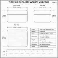 Boîte à musique en bois Sankyo, noyer, rectangulaire, à manivelle, 18 notes, fermeture magnétique moderne, mécanisme musical à remontoir, cadeau