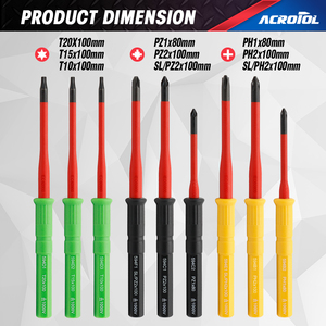 15pcs VDE cách điện hoán đổi cho nhau Screwdriver <span class=keywords><strong>Set</strong></span> S2 thép Slim Blade thợ điện Công cụ Kit <span class=keywords><strong>GS</strong></span> giấy chứng nhận tay-điện OEM - Product Image 3