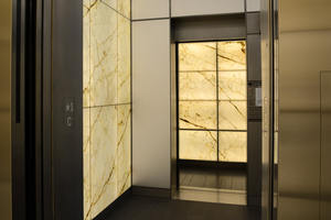 SHIHUI คุณภาพสูงสไตล์โมเดิร์นขัด Backlit กระเบื้องหินอ่อนโปร่งแสงหินนิลสีขาวธรรมชาติวิลล่าตกแต่งลิฟท์ Cab - Product Image 3