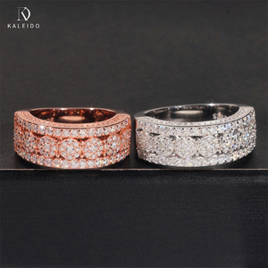 High Quality Prong Setting Shining Jewelry 925 Silver Iced Out Hip Hop Vvs <strong>Moissanite</strong> Diamond Half Band Eternity Band <strong>Ring</strong> <strong>Men</strong> - Product Image 2