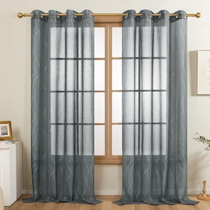 Cortina transparente con ojal <span class=keywords><strong>blanco</strong></span> personalizable JA para dormitorio, semitransparente para sala de estar, decoraciones de primavera para el hogar, <span class=keywords><strong>blanco</strong></span> <span class=keywords><strong>y</strong></span> plateado - Product Image 1