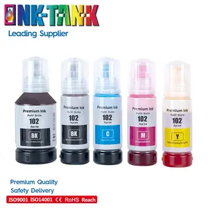 INK-TANK 102 Premium Color Compatible Bulk Bottle Water Based Refill Ink for Epson ECOTANK 2750 ET-2750 3750 ET-3750 Printer
