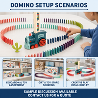 Train à dominos automatique en plastique à piles avec tour de chargement et 60 dominos pour les enfants de 4 à 6 ans, fabriqué en Chine