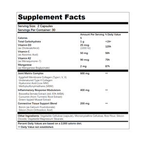 Cápsulas Complex Comfort para la Flexibilidad Articular con Colágeno No Denaturado, Boswellia, Curcumina, Vitamina D3 y K2, Fórmula de Apoyo Activo - Product Image 5