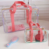 Sac de plage en PVC transparent imperméable à grande capacité avec poignée portable personnalisée, sac à main pour cosmétiques, lavage pour bébé