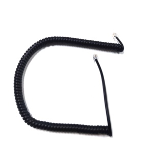 Cordon de téléphone spiralé 4P4C RJ9/RJ10/RJ22 de 25 pieds, noir, blanc, gris, câble récepteur bouclé pour téléphones filaires - Product Image 6
