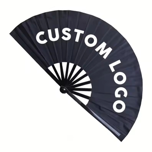 Éventail pliant en bambou de 33 cm avec logo personnalisé imprimé, style art populaire, pour décoration de fête musicale, artisanat peint et décoré - Product Image 1