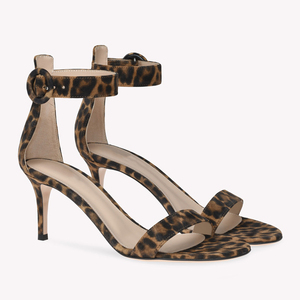 Sandales à talons aiguilles en daim pour femmes, à bout ouvert, avec bride de cheville et boucle, style minimaliste, pour sorties, vente en gros OEM - Product Image 2