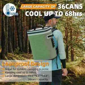 Leak-Proof Soft Sided <b>Backpack</b> <b>Cooler</b> Insulated <b>Cooler</b> <b>Backpack</b> 36 Cans for Camping Fishing Party Picnic Waterproof <b>Cooler</b> Bag - Product Image 3