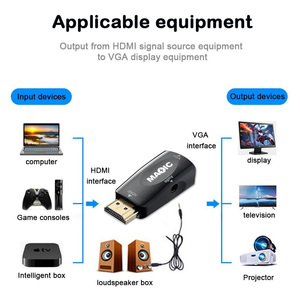 Adaptateur <span class=keywords><strong>HDMI</strong></span> vers VGA plaqué or, mâle vers femelle, avec prise audio 3,5 mm, compatible avec ordinateur de bureau, ordinateur portable, moniteur, projecteur - Product Image 5