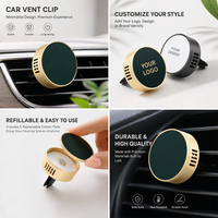 Diffuseur de parfum pour voiture en alliage d'aluminium réutilisable avec logo personnalisé, clip de fixation sur grille d'aération, sans électricité, garantie 1 an, coffret cadeau
