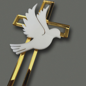 Minimalista Paloma Cruz Cake Topper Bautismo Bautizo <span class=keywords><strong>Primera</strong></span> Comunión Fiesta Decoraciones Simple Elegante Acrílico DIY Cake Decor - Product Image 2