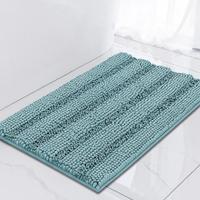 Tapis de salle de bain en chenille FIGOO, extra épais, absorbant, antidérapant, tapis de bain shaggy rayé, doux et moelleux, lavable en machine, séchage au linge.