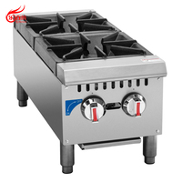 Cuisinière à gaz professionnelle à 2 brûleurs, cuisinière de comptoir en acier inoxydable GHP-2