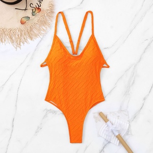 Maillot de bain deux pièces personnalisé par le fabricant, couleur unie, tissu brillant, Spandex/Polyester, séchage rapide, soutien-gorge push-up, string en V, asymétrique à une épaule - Product Image 5