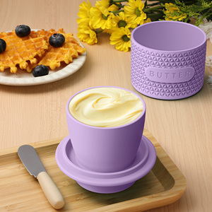 Mantequillera de Silicona de Diseño Europeo con Tapa Hermética y Base de Cerámica, Personalizable, Ecológica, Utensilios de Cocina, Regalos para Uso Alimentario - Product Image 1