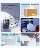 Mini humidificateur à ultrasons à brume fraîche, diffuseur d'huiles essentielles à flamme simulée de feu de joie pour le bureau, la maison, la chambre à coucher