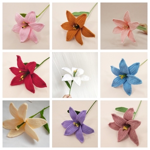Nouvelle décoration de mariage Crochet tricot lys fait à la main fleur artificielle lys <span class=keywords><strong>Boutique</strong></span> artisanat - Product Image 2