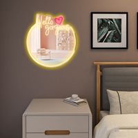 Décoration murale en néon LED personnalisée Neonawall avec plaque de fond miroir, revêtement double couche, garantie de 2 ans, intensité réglable, Hello Gorgeous