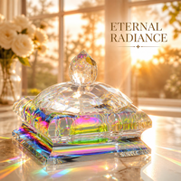 Boîte à bijoux en verre dichroïque à facettes en cristal K9 arc-en-ciel avec couvercle pour ranger bagues et boucles d'oreilles, décoration d'intérieur, cadeau de mariage