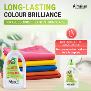 Nước giặt quần áo AlmaWin dạng lỏng, màu sắc tươi sáng, 1.5L - 20 lần giặt, hương hoa Linden, làm sạch rạng rỡ, nước giặt trẻ em - Product Image 4