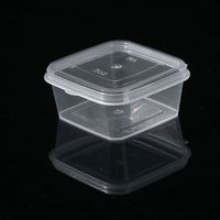 Gobelet carré jetable en PP de 2 oz de qualité alimentaire pour sauce soja avec couvercle à charnière, anti-fuite, compatible micro-ondes et recyclable