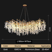 Lustre en cristal pour décoration intérieure, forme de raisins, luminaire suspendu doré K9, style américain, pour salon, chambre à coucher