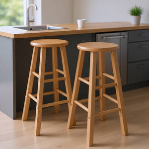 Db Modern <b>2</b> Pc <b>Bar</b> <b>Stool</b> <b>Set</b> Wood Frame Natural Design For Kitchen Home Restaurant Use - Product Image 2