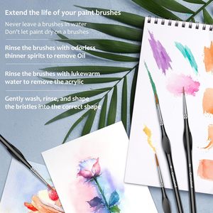 Bview Art Lot de 10 micro-pinceaux en nylon avec poignées triangulaires en bois pour l'artisanat acrylique aquarelle - Product Image 6