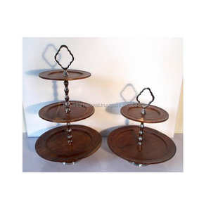 Support à gâteau rond en bois écologique à 2 niveaux, avec design compatible lave-vaisselle, pour présentation, Razvi International RI-2050 - Product Image 4