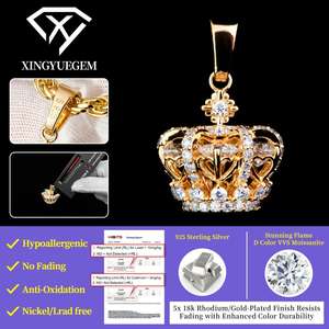 Joyería Hip Hop Personalizada al por Mayor, Cadena de Cuerda para Hombre en Plata 925 Chapada en Oro, con Diamantes VVS y Colgante de Moissanita - Product Image 2