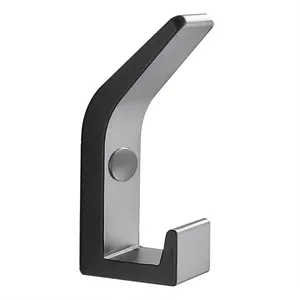 Self Adhesive Wall Black Robe Hook space aluminium Clothes Hangers Heavy Duty Coat Bathroom Toilet Towel Hook for Kitchen