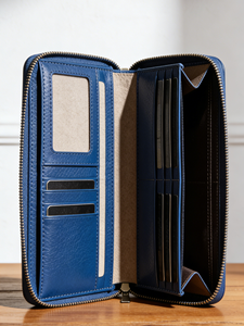 Sac bandoulière pour téléphone en cuir PU bleu roi, nouvelle collection 2025, vente en gros - Portefeuille imperméable avec longue fermeture éclair pour espèces et cartes - Product Image 4