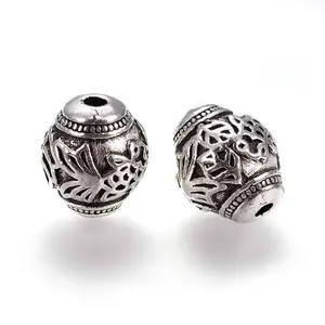 Perles ovales en alliage de style tibétain argent antique PandaHall