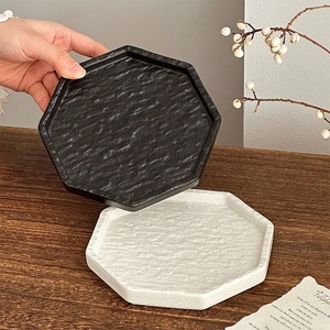 <span class=keywords><strong>Assiette</strong></span> en céramique <span class=keywords><strong>octogonale</strong></span> <span class=keywords><strong>blanche</strong></span> et noire créative pour la cuisine, le dîner, le dessert, le fromage, le gâteau - Product Image 3