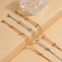 Bracelet à maillons triple couche en acier inoxydable CELES, bijoux minimalistes, plaqué or 18 carats, bracelet à perles pour filles