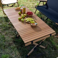 Table de camping pliante portable en bois massif de hêtre pour le camping et les pique-niques, mobilier d'extérieur
