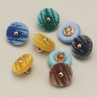 Boutons recouverts de résine floquée rayée ERKOUMI, de luxe léger, à pied haut, cousus à la main, pour Cheongsam, Hanfu, vêtements chinois pour femmes