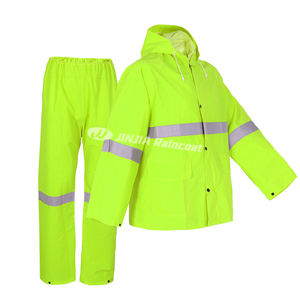 Jas Hujan Kerja Industri Tahan Lama Bahan <span class=keywords><strong>PVC</strong></span> Polyester Berkualitas Tinggi Setelan Jas Hujan 2 Potong (Jaket dan Celana) Anti Air - Product Image 3