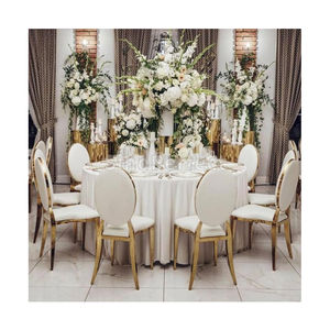 Wholesale Gold Wedding Event <b>Chairs</b> Stackable Round Back Golden Stainless Steel <b>Chairs</b> Wedding Gold for Events - Product Image 1