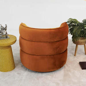 Fauteuil pivotant Walden moderne - Velours orange brûlé - Convertible et inclinable pour salon, bureau, hôtel et chambre à coucher - Product Image 6