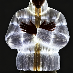 Veste matelassée lumineuse et réfléchissante personnalisée pour homme, idéale pour l'hiver, avec fermeture éclair et effet bulle - Product Image 3