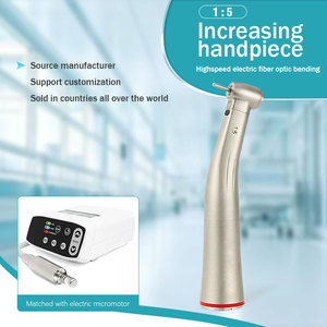 Pieza de mano dental de alta calidad para clínicas dentales, escala 1:5, fibra óptica motorizada flexible, acero inoxidable de alta velocidad, plateado. - Product Image 1