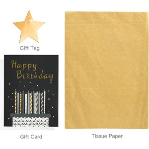 Birthday Gift Bag With Card And <b>Tissue</b> <b>Paper</b> <b>Black</b> Gold Foil Candle Design Ribbon Handle Art <b>Paper</b> 16 In - Product Image 6